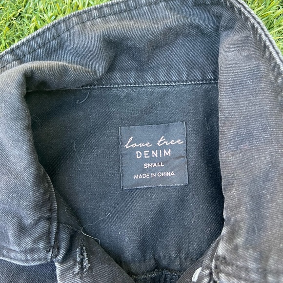 Black Denim Gromet Grunge Jean Jacket Love Tree - Picture 8 of 8